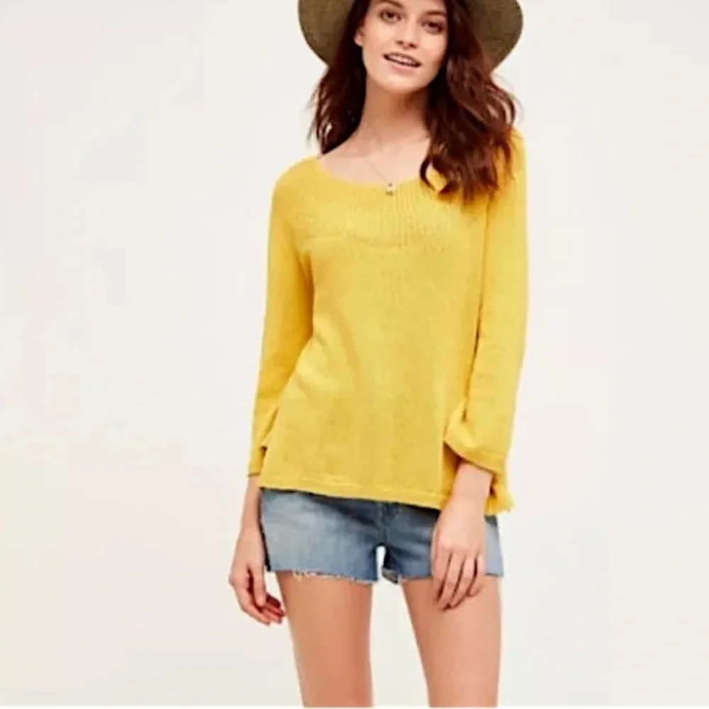 Anthropologie Yellow Crew Neck Sweater